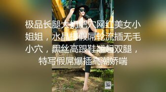 极品长腿大奶肥穴网红美女小姐姐，水晶棒假屌轮流插无毛小穴，黑丝高跟鞋翘起双腿，特写假屌爆插高潮娇喘